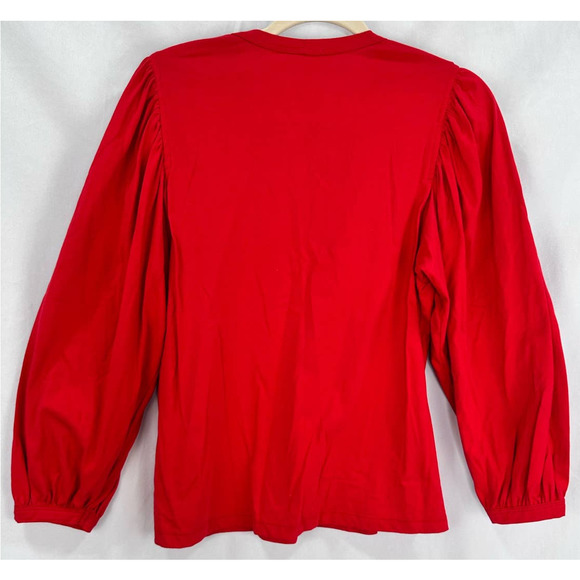 A.L.C. Red Heather Crew Neck Top Balloon Sleeve Blouse size Small - Picture 4 of 6